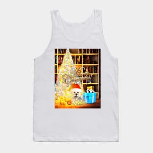 Cute Scottish Terrier Christmas Greeting Tank Top